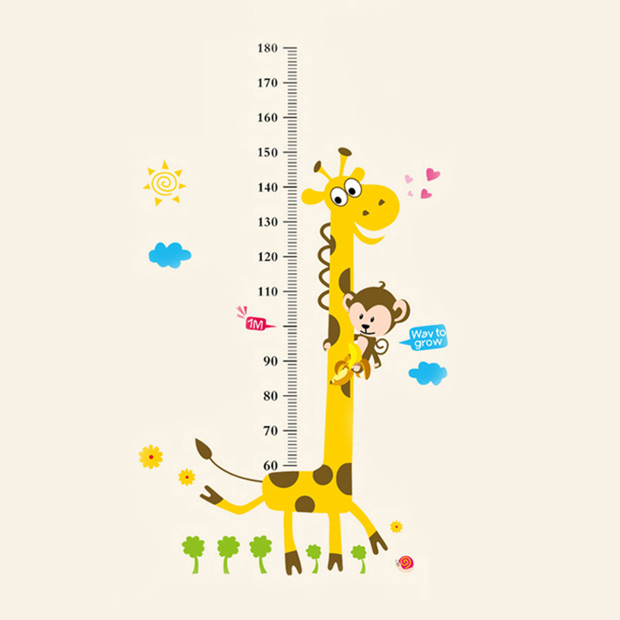 Baby Nursery Wall Mural - Girafa removível altura medição adesivo de