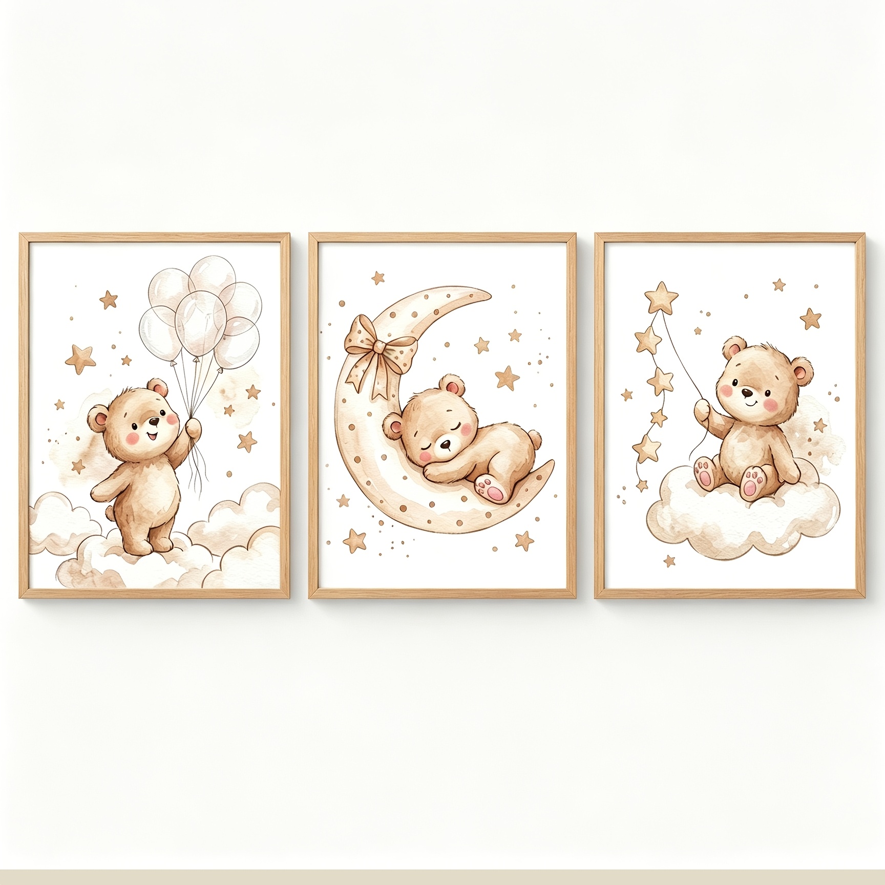 Baby Nursery Gender Neutral - (NOframe 3PCS) - Impressões de Urso