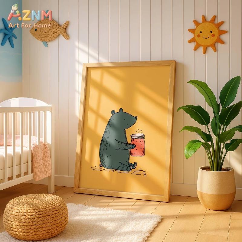 Baby Nursery Yellow - AZNM Arte de Parede em Tela