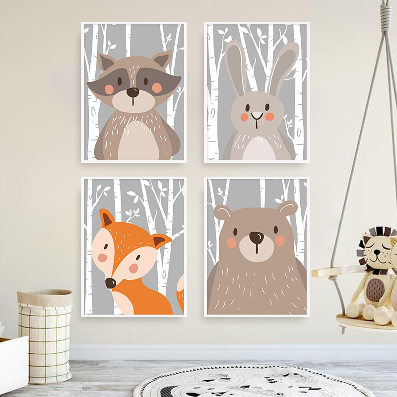 Baby Nursery Mirror - Floresta animais poster imprime urso coelho