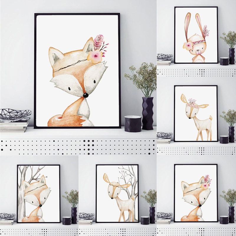 Baby Nursery Mirror - Pôster de coelho de desenho animado,