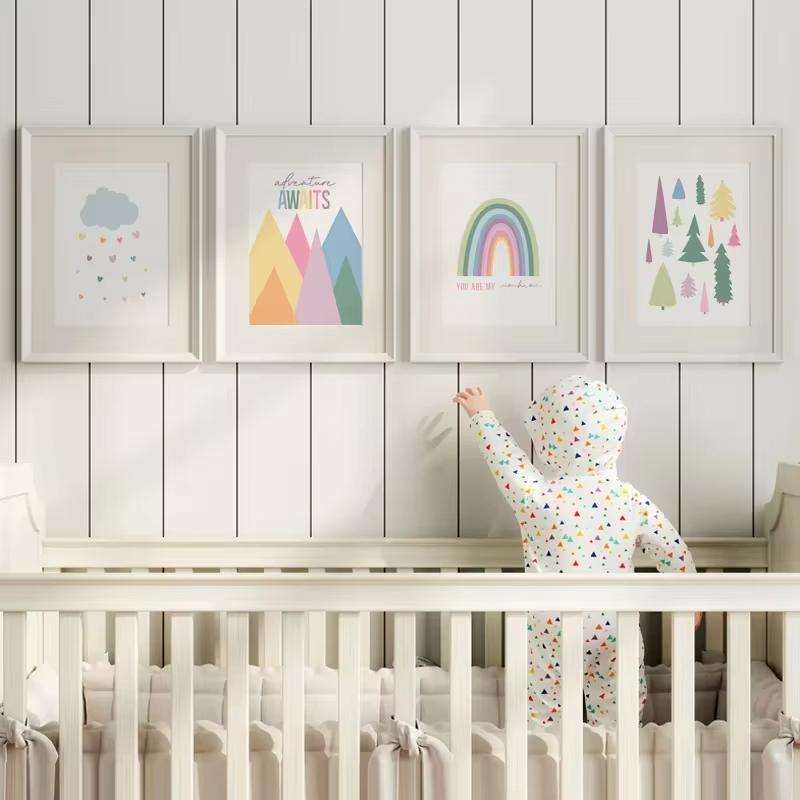 Baby Nursery Mirror - Pintura em Canvas Boho para Berçário,