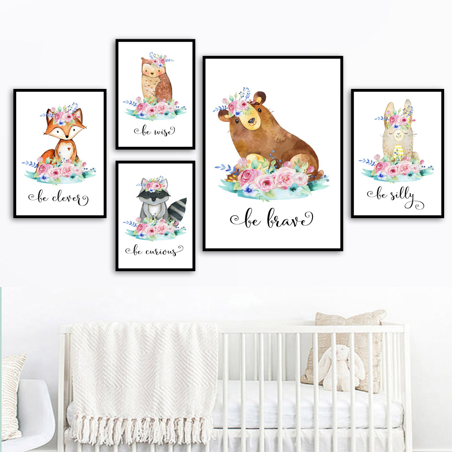 Baby Nursery Mirror - Desenhos animados raposa veado coelho animais