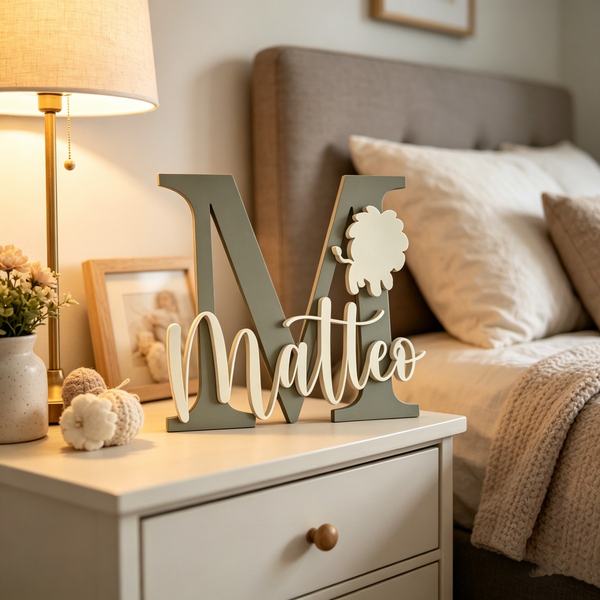 Baby Nursery - Placa de Nome de Leão Personalizada