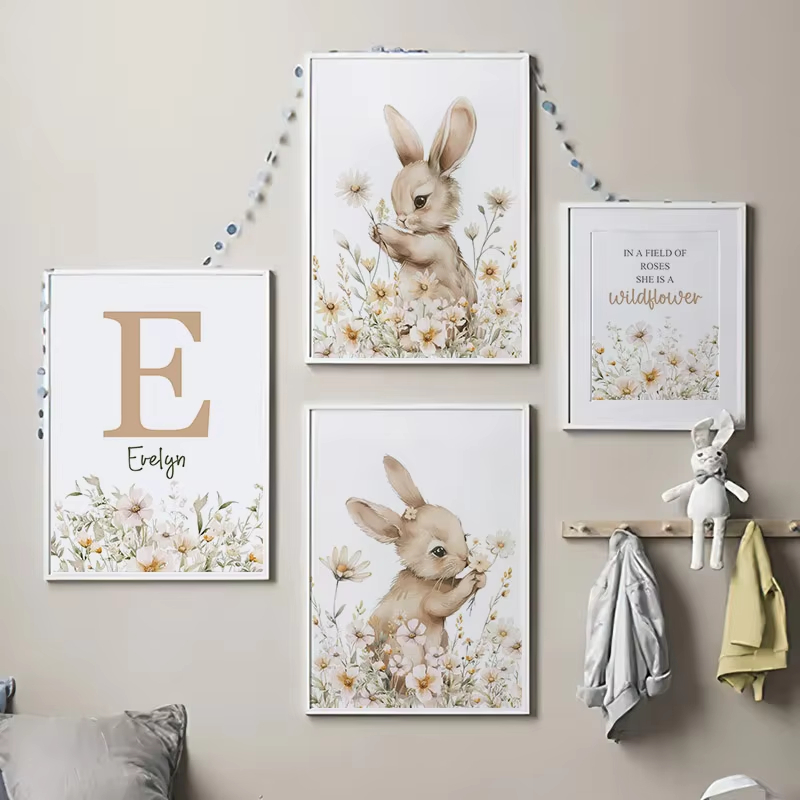 Baby Nursery Mirror - Outono coelho flor selvagem margarida berçário