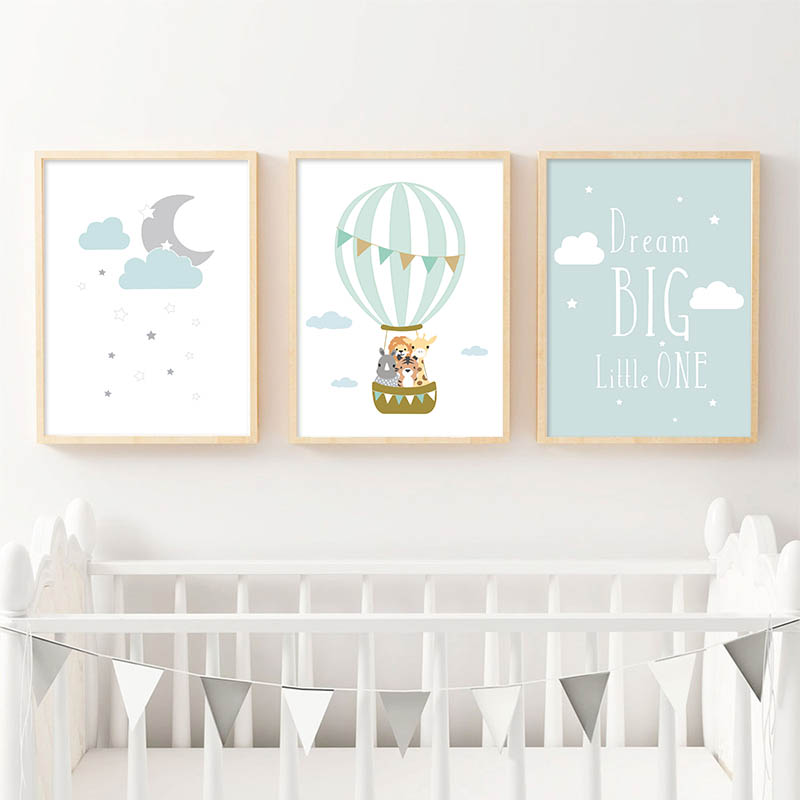 Baby Nursery Mirror - Pôster de Balão e Lua para