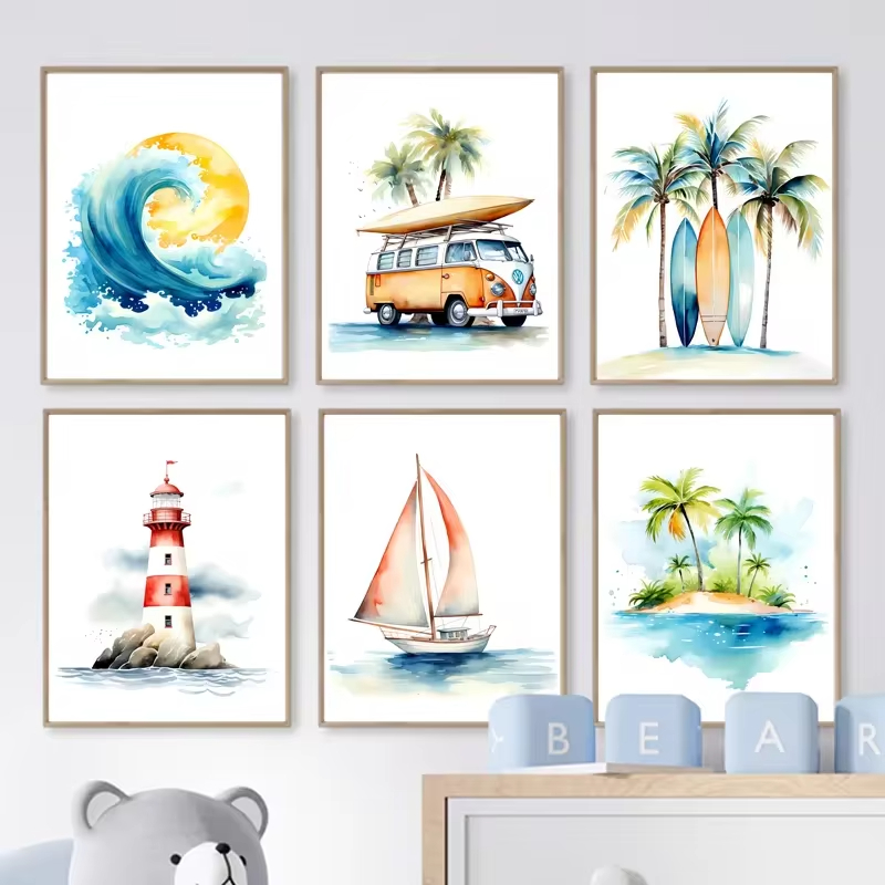 Surf Ocean Themed Nursery Wall - Baby Nursery Mirror avaliação e preço