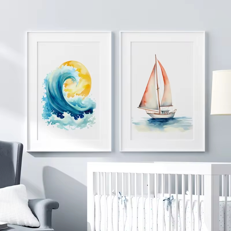 Surf Ocean Themed Nursery Wall - Baby Nursery Mirror avaliação e preço