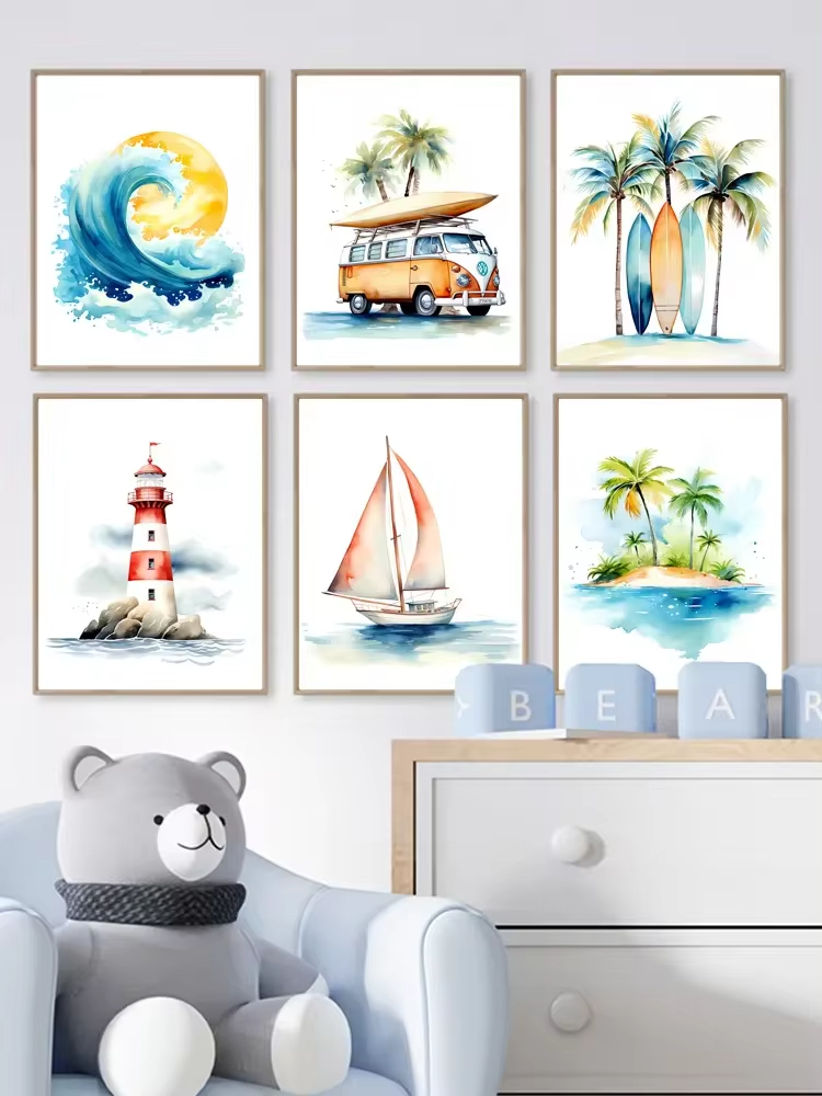 Surf Ocean Themed Nursery Wall - Baby Nursery Mirror avaliação e preço