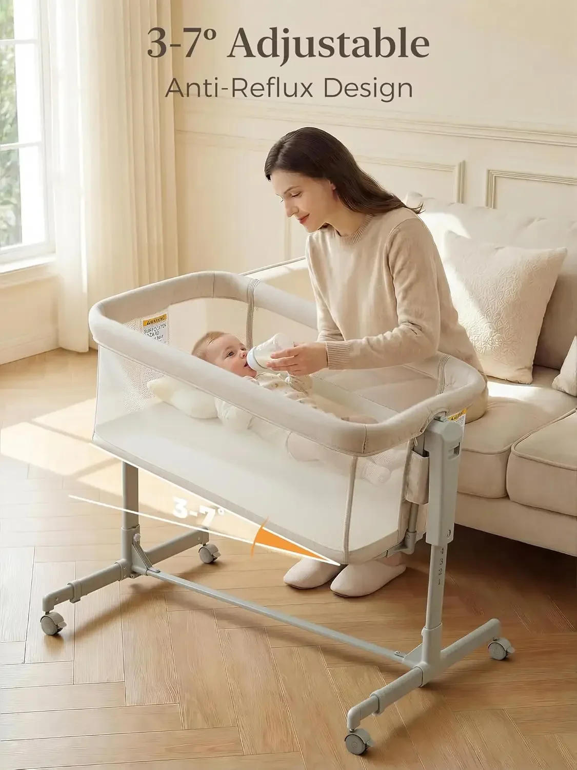 Berço de Bebê 3 em 1 com Rodas - Bassinet Bedside Sleeper avaliação e preço