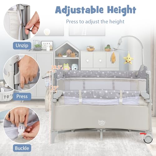 Berço Portátil 5 em 1, Cama de - Bassinet Bedside Sleeper avaliação e preço