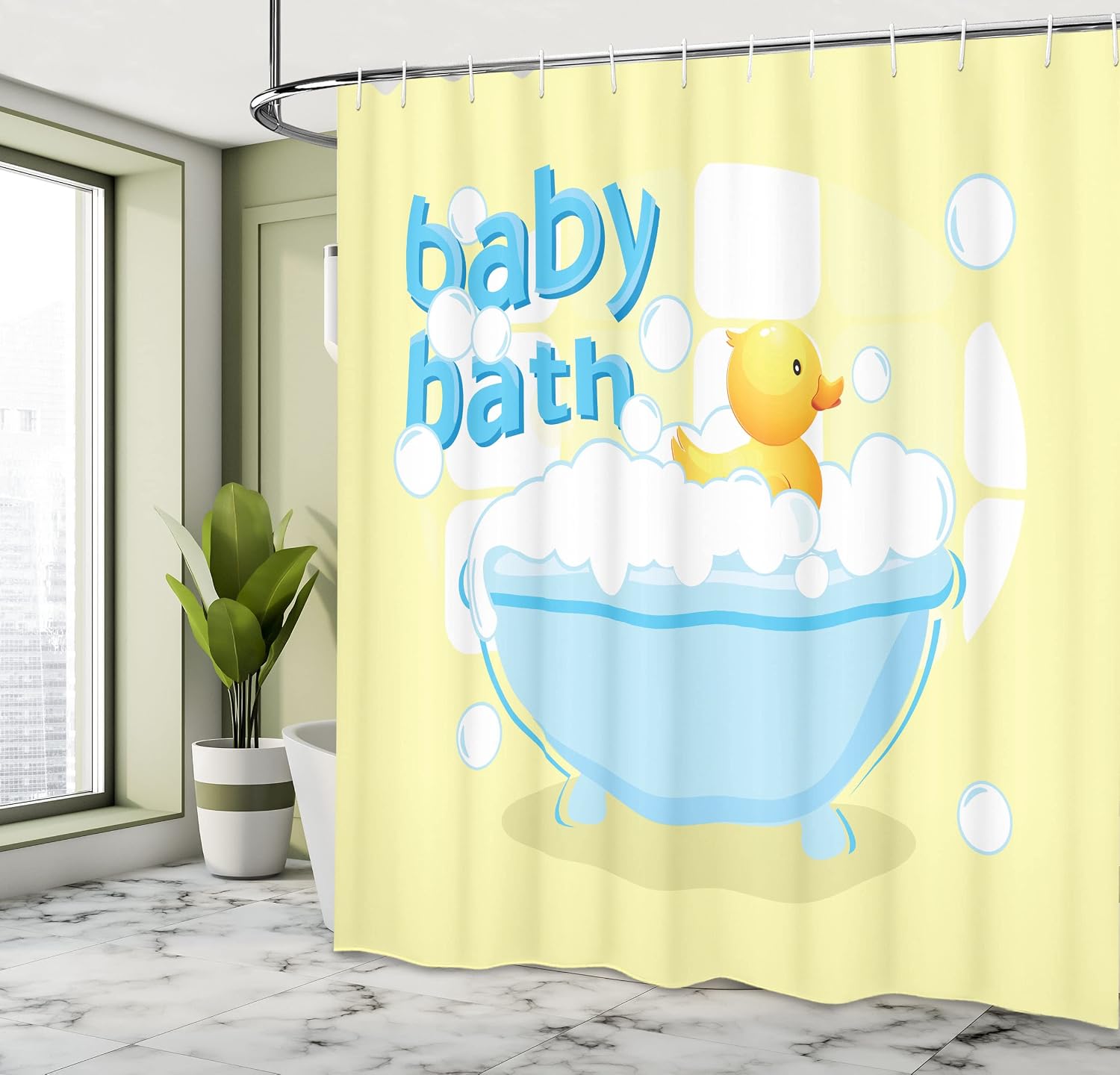 Cortina de Banho Amarela para  - Baby Nursery Yellow avaliação e preço