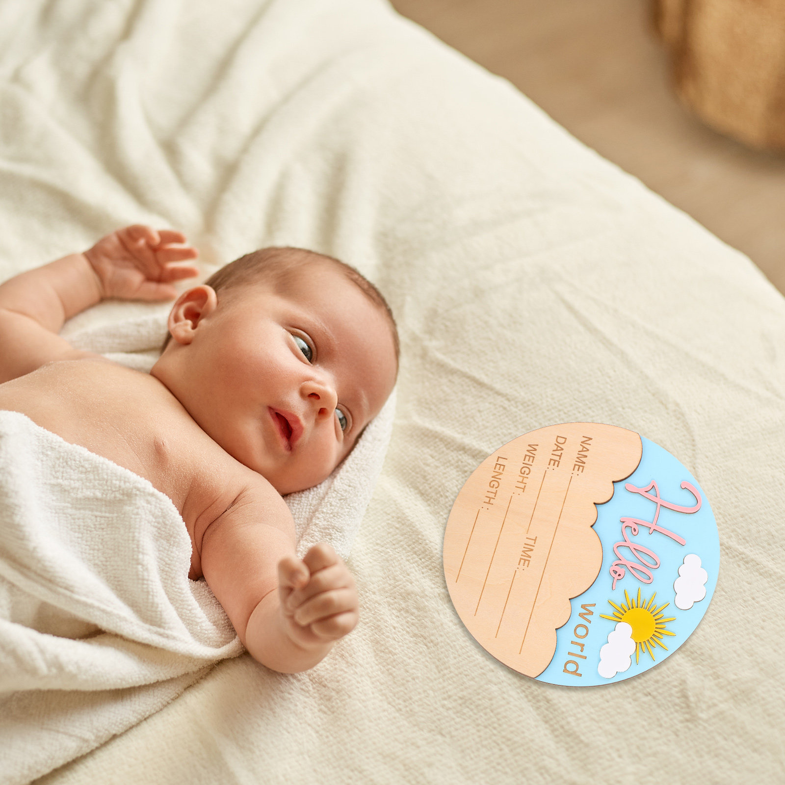 Placa de Anúncio de Nascimento - Baby Nursery Gender Neutral avaliação e preço