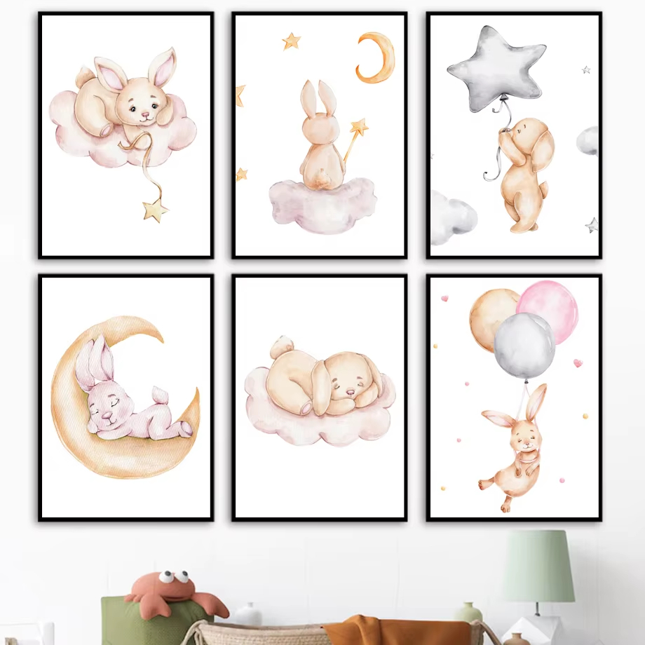 Bonito aquarela coelho lua est - Baby Nursery Mirror avaliação e preço