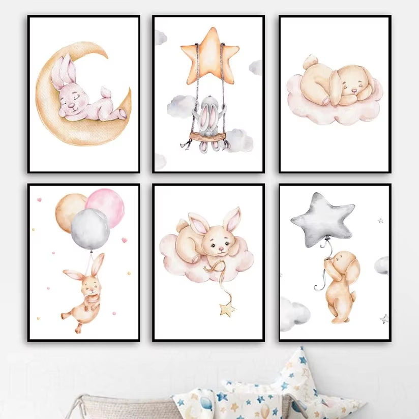 Bonito aquarela coelho lua est - Baby Nursery Mirror avaliação e preço