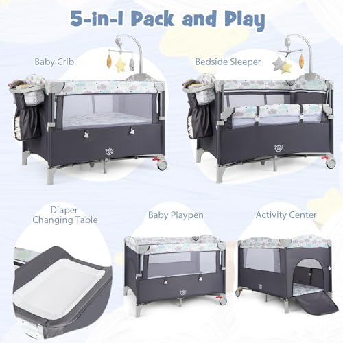 Berço Portátil 5 em 1, Cama de - Bassinet Bedside Sleeper avaliação e preço