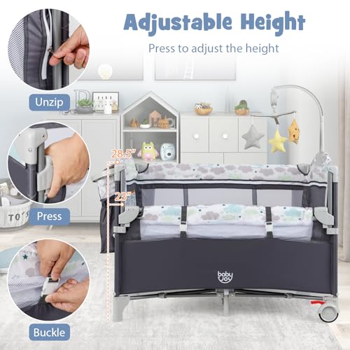 Berço Portátil 5 em 1, Cama de - Bassinet Bedside Sleeper avaliação e preço