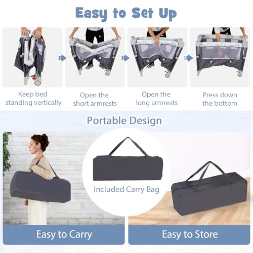 Berço Portátil 5 em 1, Cama de - Bassinet Bedside Sleeper avaliação e preço