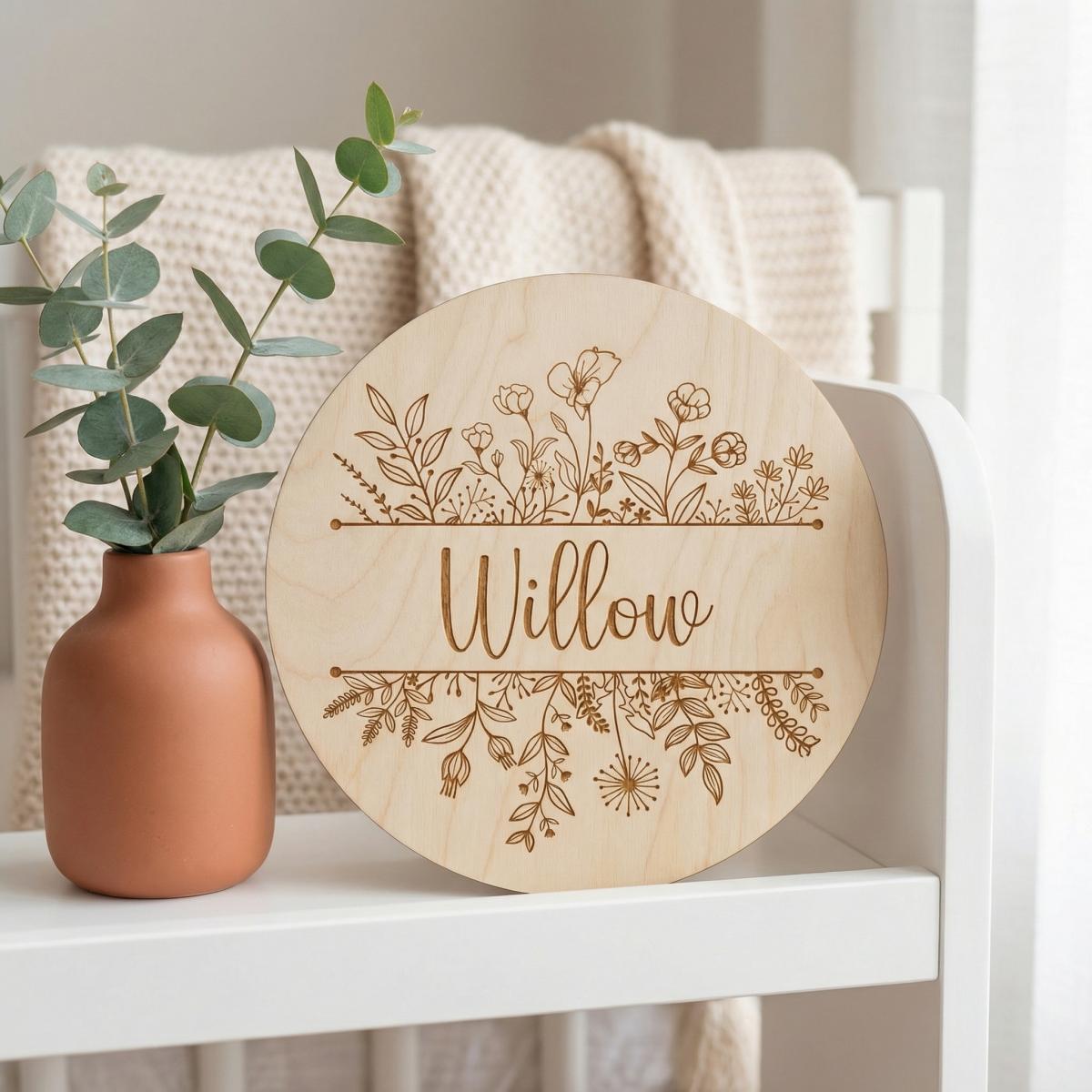 Placa de Nome de Bebê Redonda  - Baby Nursery avaliação e preço
