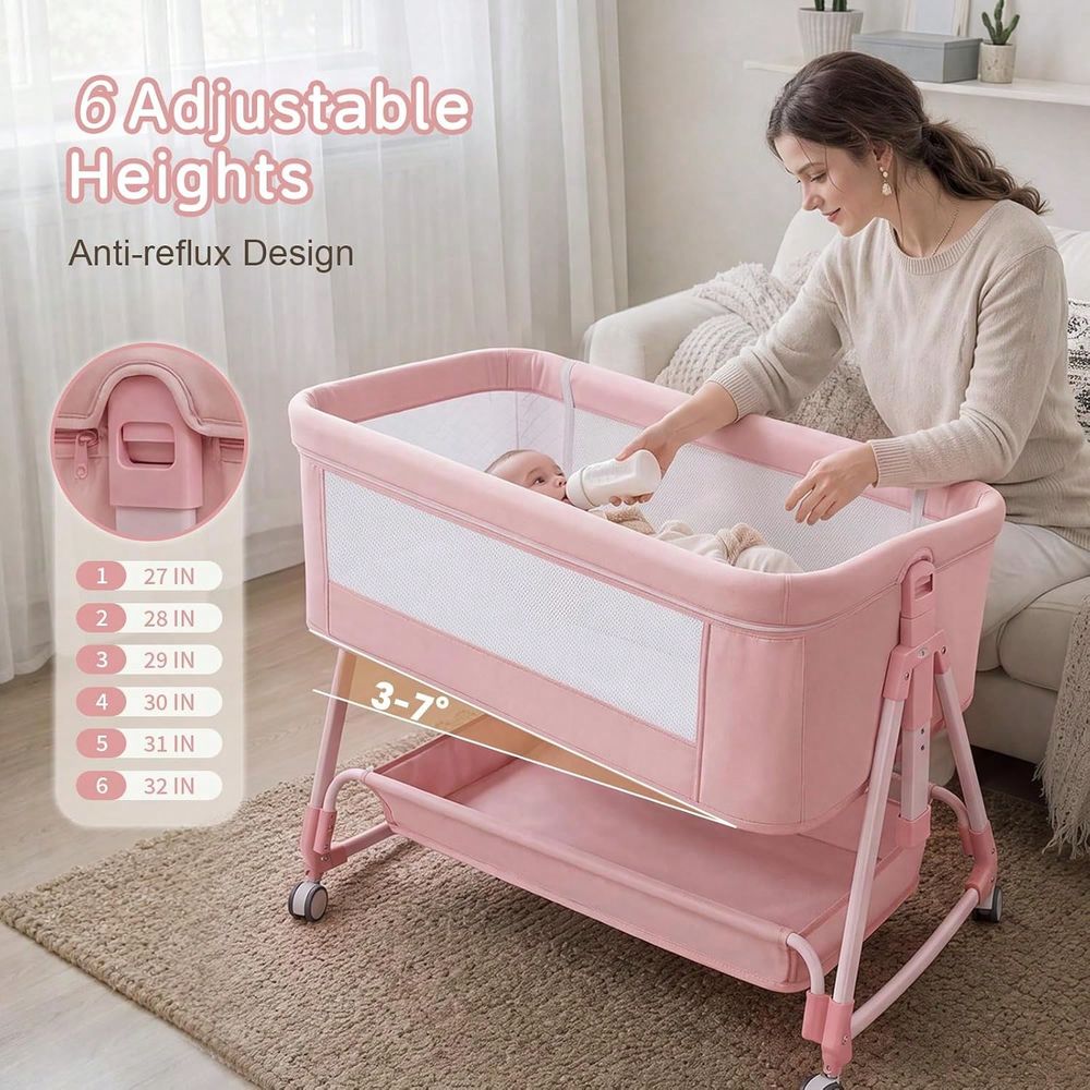 Berço, Berço 3 em 1 para Bebê  - Bassinet Bedside Sleeper avaliação e preço