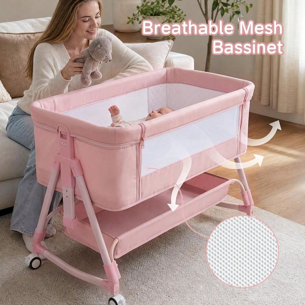 Berço, Berço 3 em 1 para Bebê  - Bassinet Bedside Sleeper avaliação e preço