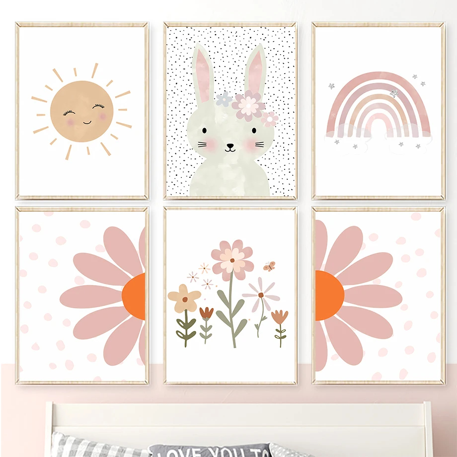 Boho coelho flor sol arco-íris - Baby Nursery Mirror avaliação e preço