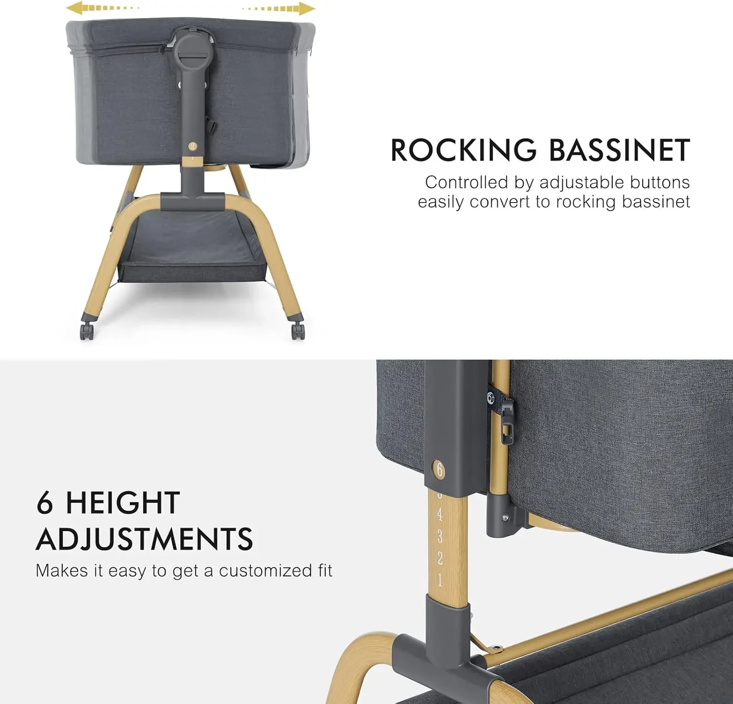Berço 3 em 1 para Bebê, Cama d - Bassinet Bedside Sleeper avaliação e preço