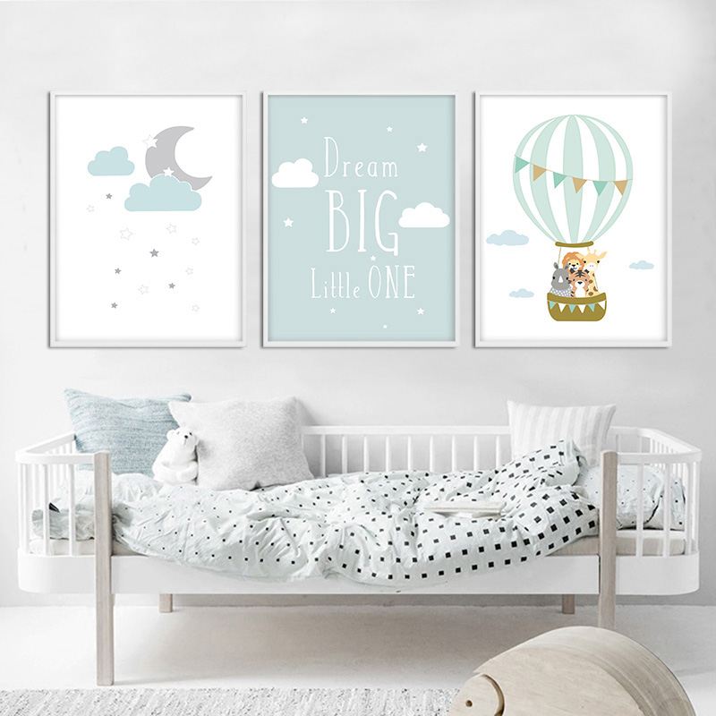 Pôster de Balão e Lua para Qua - Baby Nursery Mirror avaliação e preço