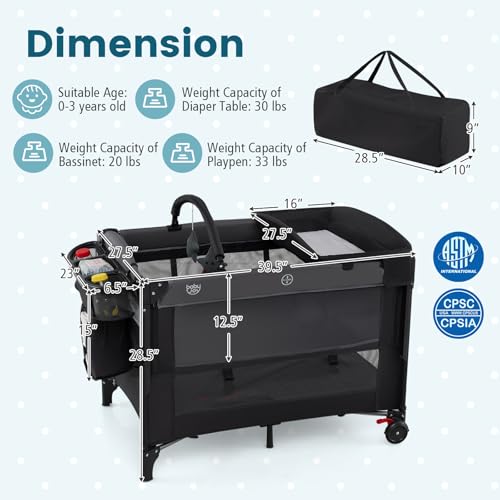 Berço portátil 5 em 1 com doss - Bassinet Bedside Sleeper avaliação e preço