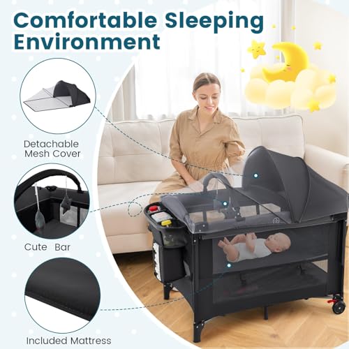 Berço portátil 5 em 1 com doss - Bassinet Bedside Sleeper avaliação e preço