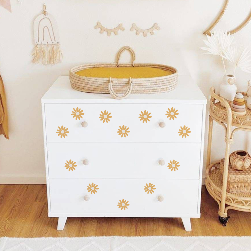 Removível Yellow Daisy Adesivo - Baby Nursery Yellow avaliação e preço